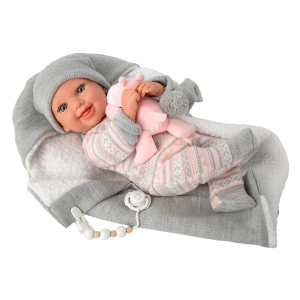 Boneca Reborn Arias Nadia c/ Cobertor e Ursinho 40cm